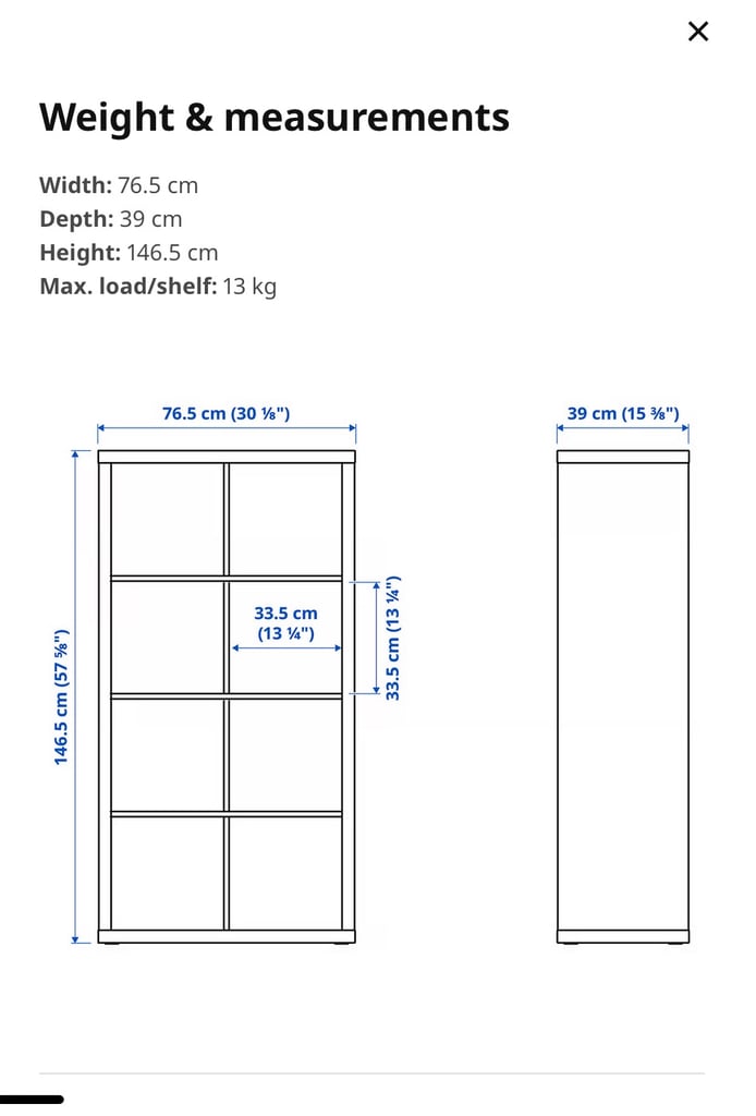 Ikea kallax 4x2 x3 available. With feet. Used 