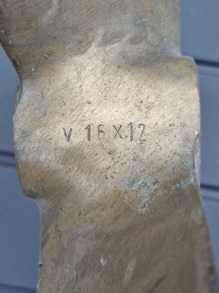 Used 3 Blade Boat Propeller Brass V 16 x 12 C20519