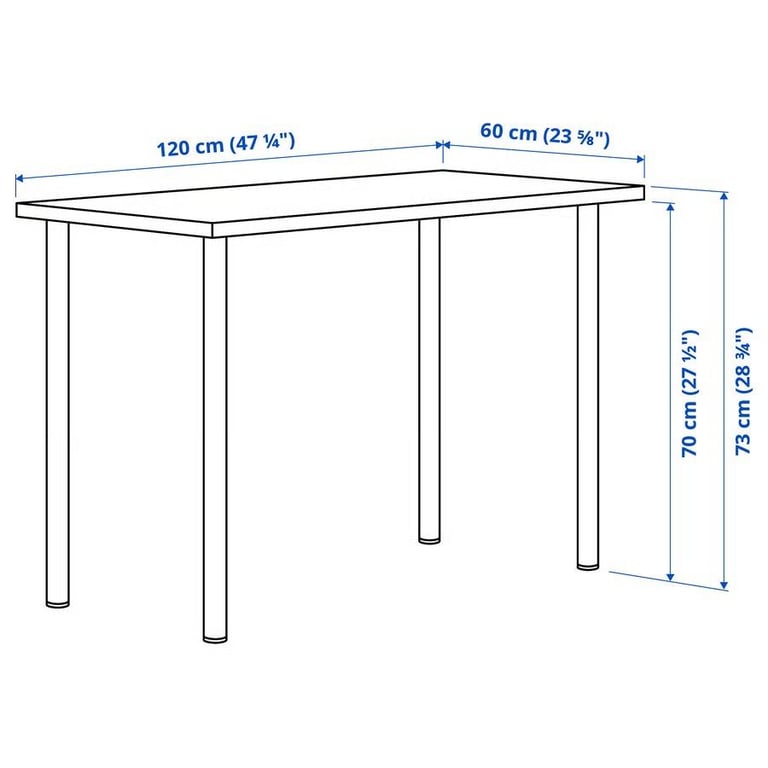 Desk, white 120x60cm