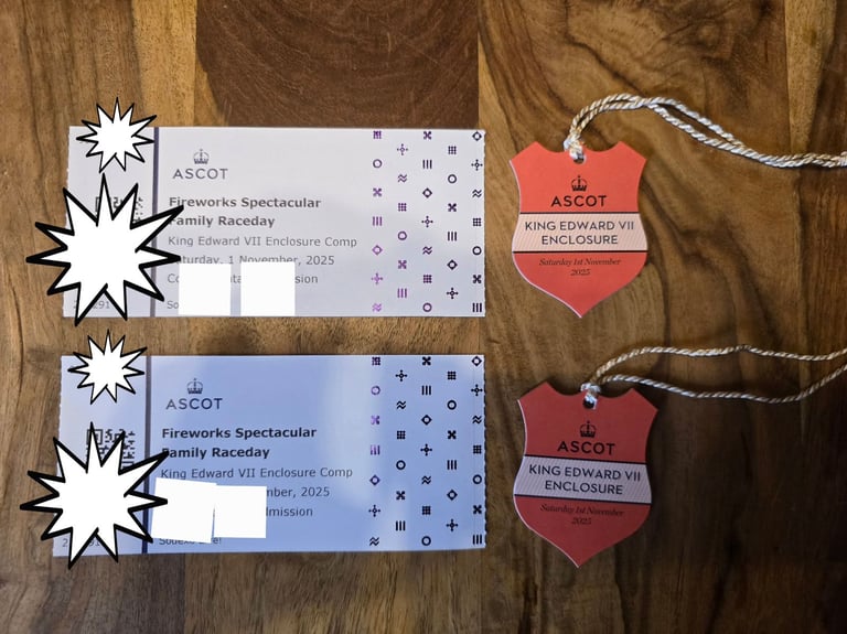 2 × Ascot raceday and fireworks event @ Ascot Racecourse - King Edward enclosure.