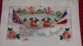 Collectable WW1 Military Embroidered Silk Postcard, unused, Porthtowan