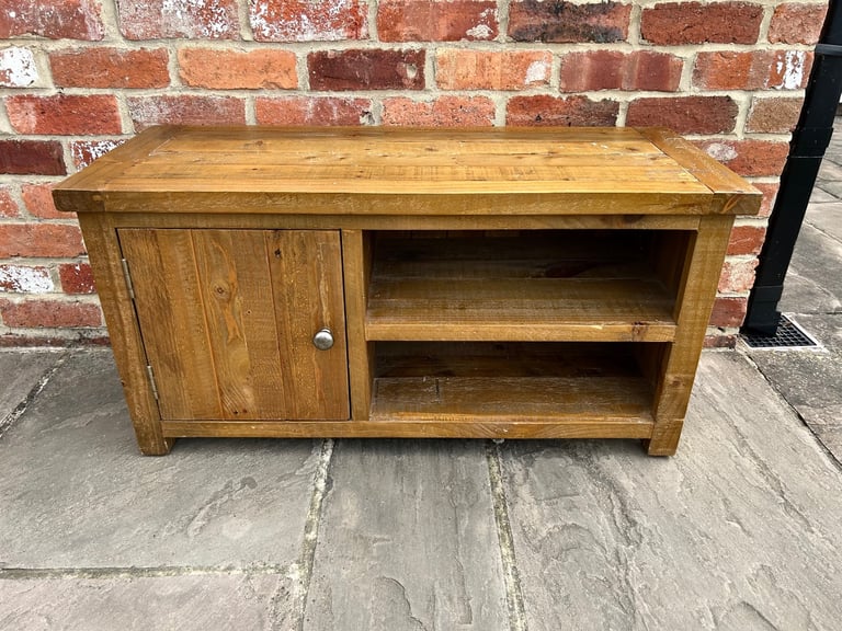 Rustic Solid Pine TV Stand - Good Condition 