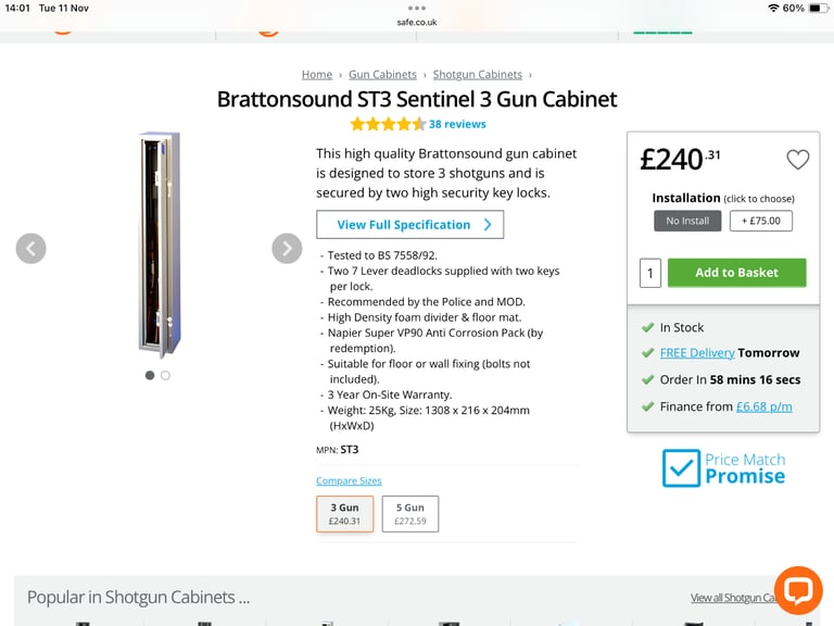 Brattonsound gun cabinet and gun slip