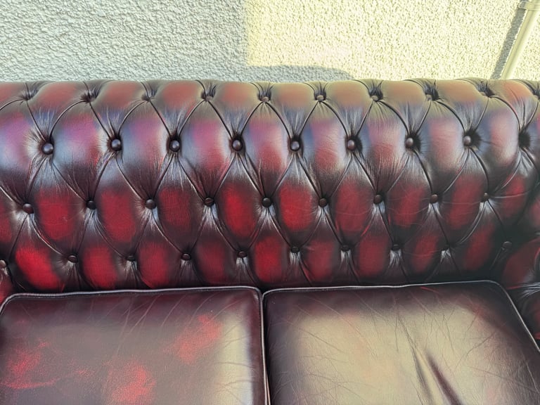 LIKE NEW! Chesterfield Genuine Leather Sofas - (Matching pair 2+2)