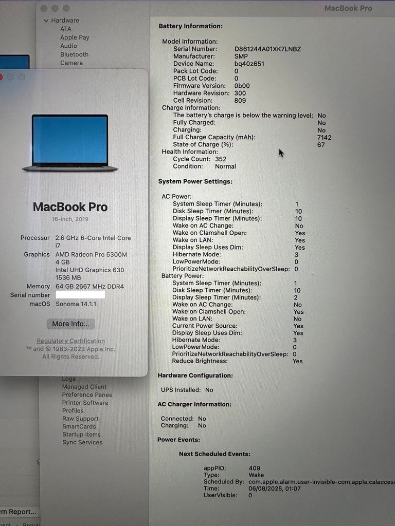 MacBook Pro 16-inch 64GB RAM / 1TB SSD / 4GB GPU