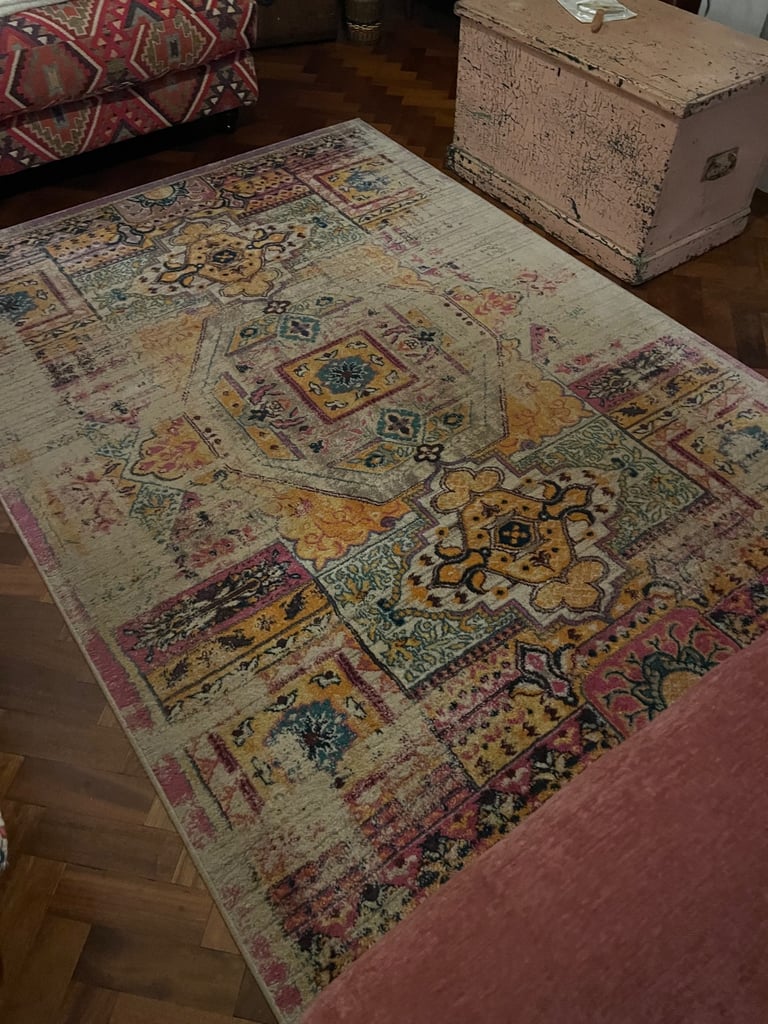 image for LAURENT COLLECTION WELL WOVEN CELESITA DESIGN IN LAVENDER FLORAL ABSTRACT RUG 160 x 220 CM