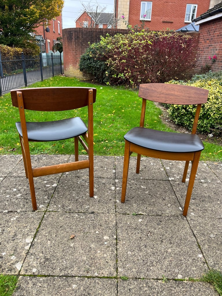 Pair of Beautility teak dining chairs (delivery available)