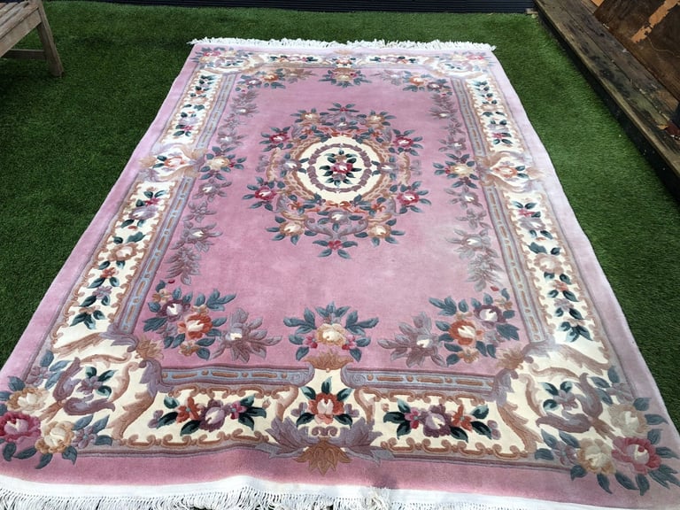 VINTAGE HANDMADE CHINESE STYLE WOOL RUG 273Cm x 182 Cm ,SPARE ROOM USE ONLY ,DELIVERY