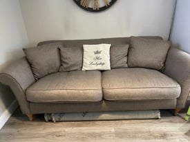 3 Seater Brown Tweed Herringbone Sofa - SCS