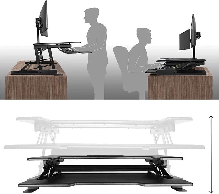 Duronic Sit Stand Desk Table DM05D1 Office Workstation PC Computer Screen Keyboard Laptop Riser