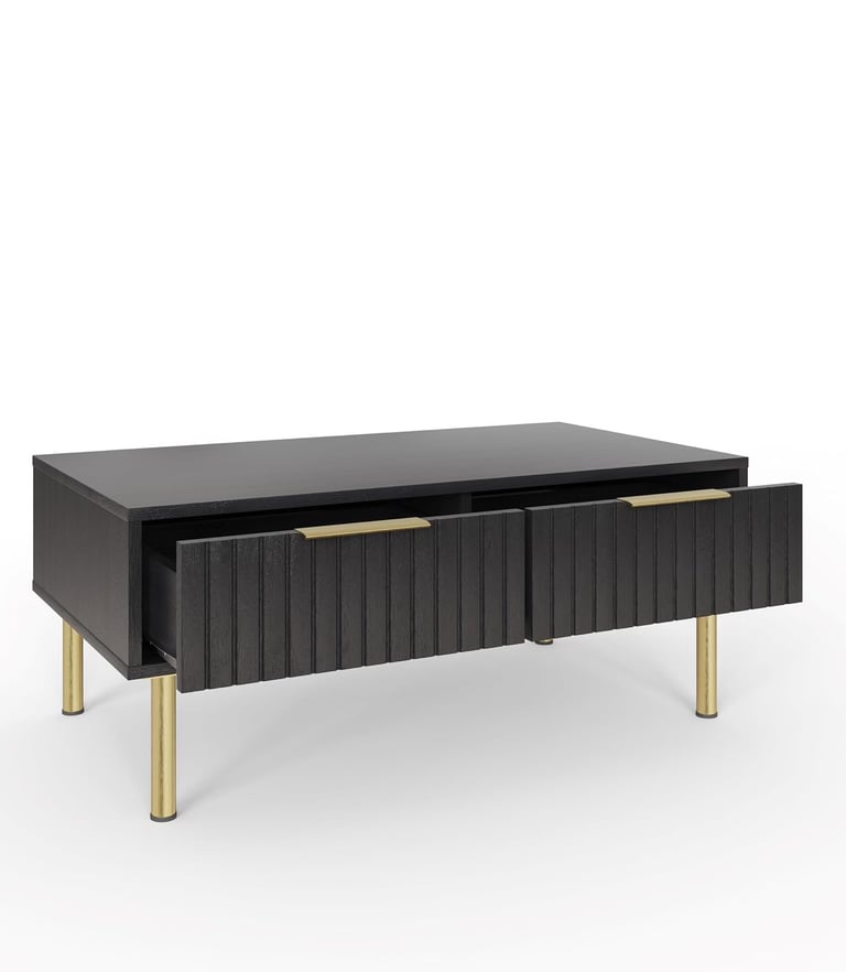 NEW just assembled GFW Nervata 2 Drawer Coffee Table With Modern Dark Oak Finish For Living Room,