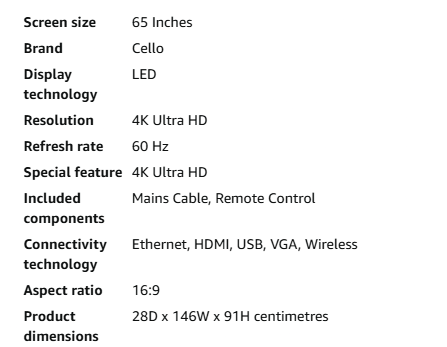 65 inch TV 4k 60fps