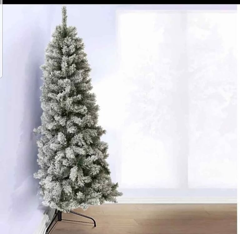 image for 7ft slim half snow flocked Christmas tree brand new boxed Rrp £90