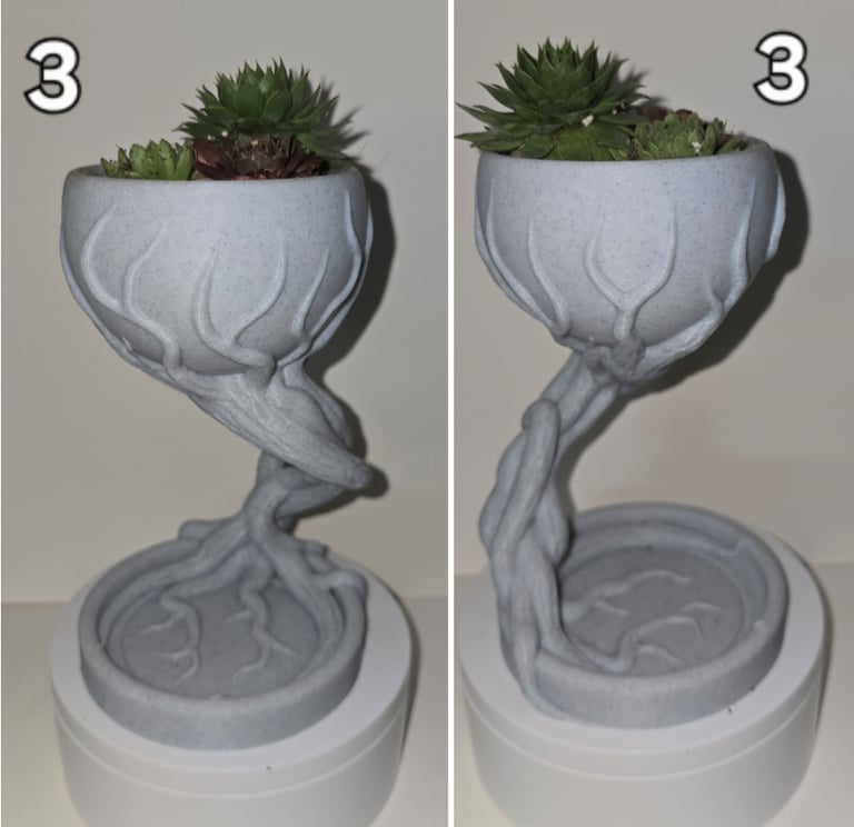 Handcrafted 3D-Printed Marble Effect Plant Pots with Live House Plants
