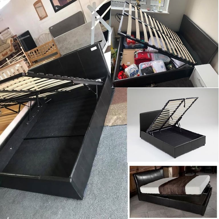 ]] Must Go Asap = King Size Storage Bed - Leather Ottoman Bed - Optional Mattress FOR SALE ]]