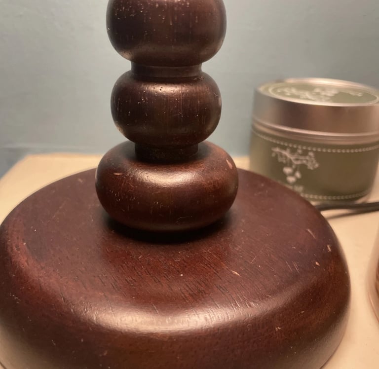 Laura Ashley Lamp bases pair, Wood Bobbin style