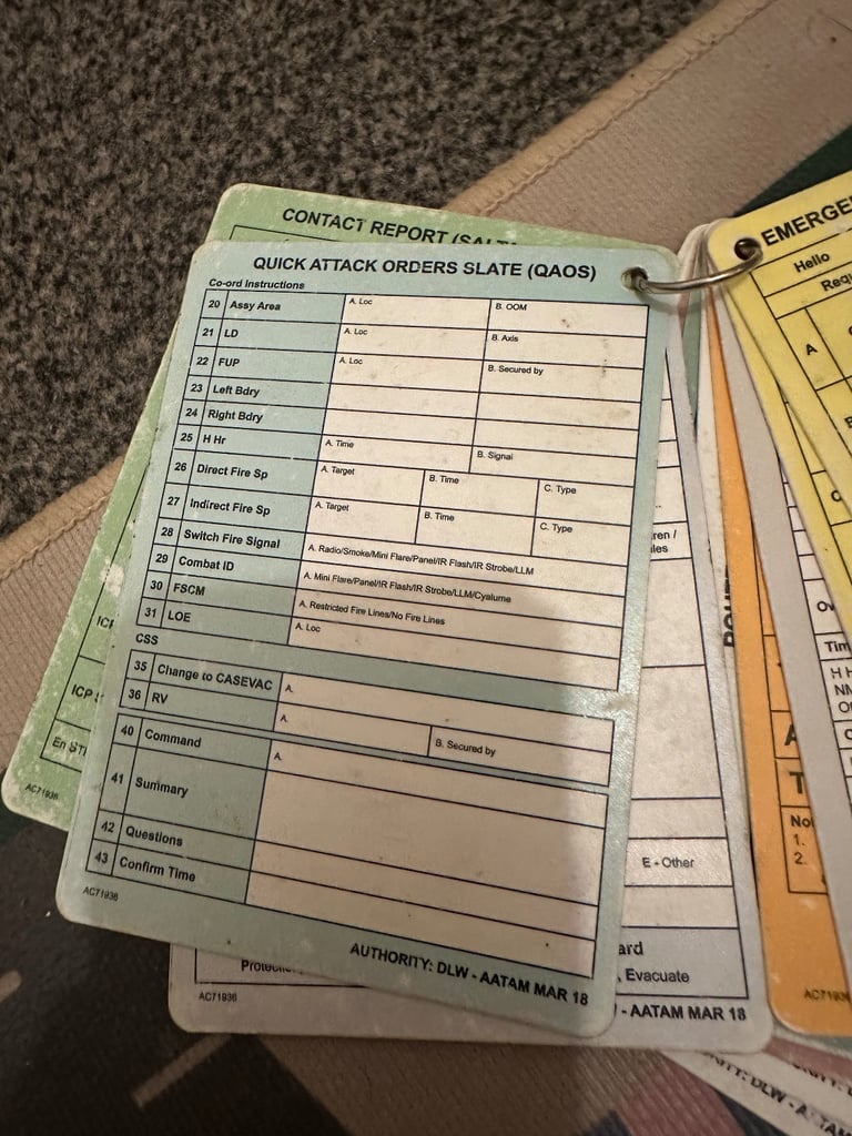 Military slates cards 