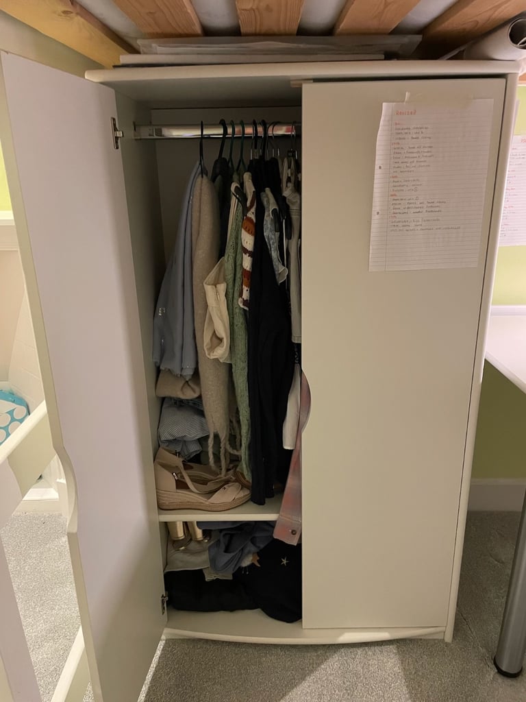 Loft bed with wardrobe and desk