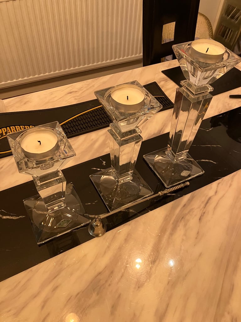 image for Shanon crystal candle holders x3 