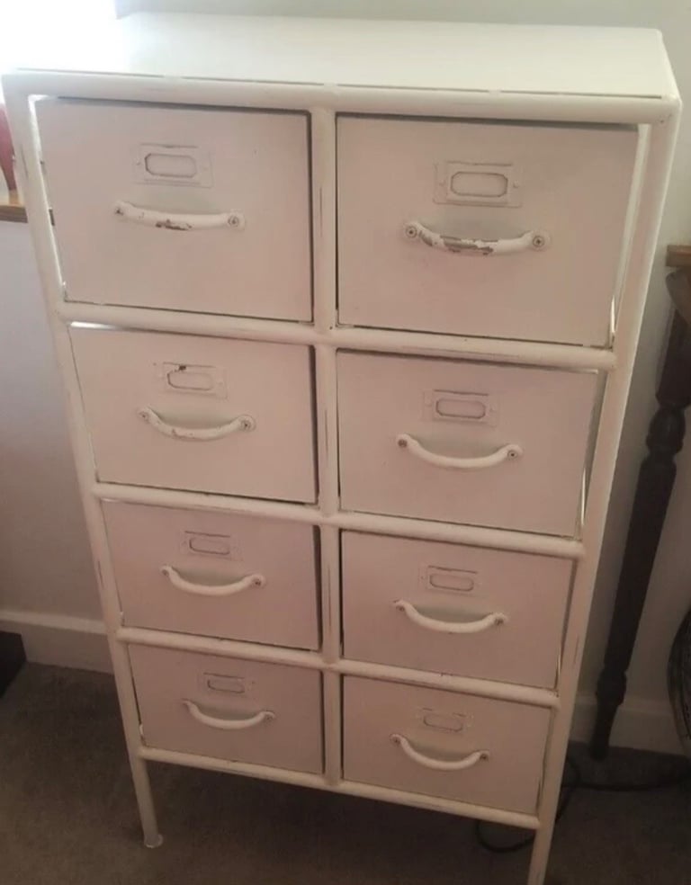 White metal chest of drawers