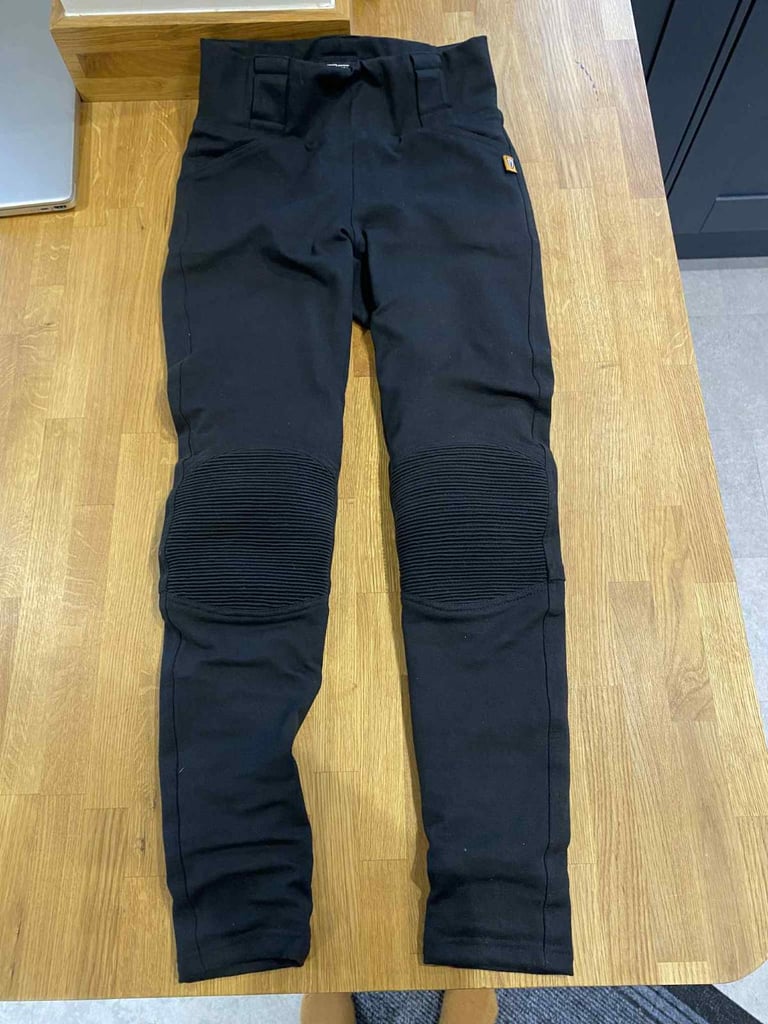 image for Can post. MotoGirl Ribbed Knee Motorcycle Leggings - Black Size 12
