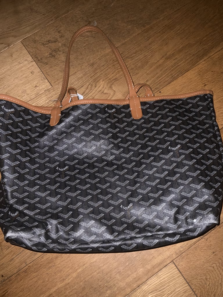 image for Authentic Goyard Saint Louis GM Tote – Black with Tan Trim, Made in France