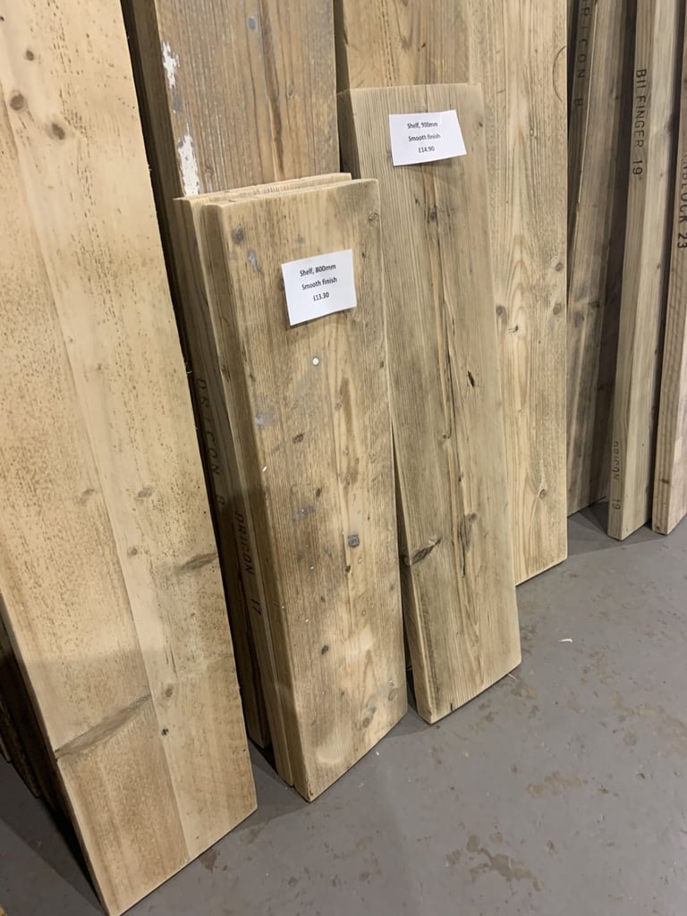 Reclaimed scaffold board shelves