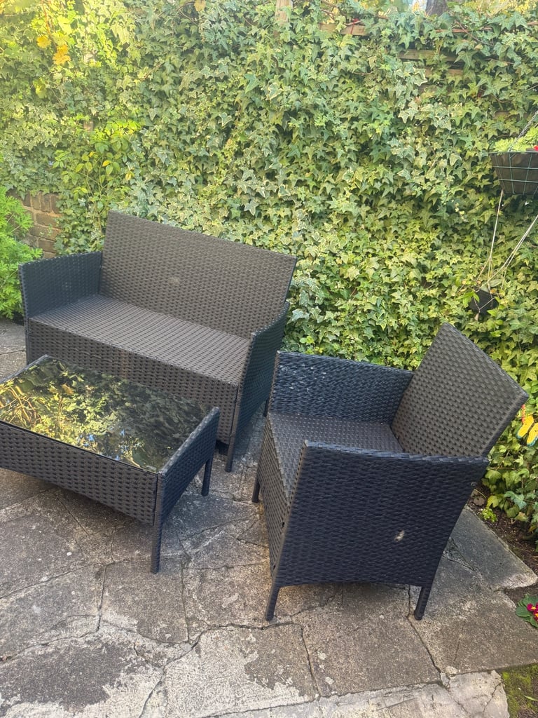 Outdoor Black Rattan Garden Furniture Set 