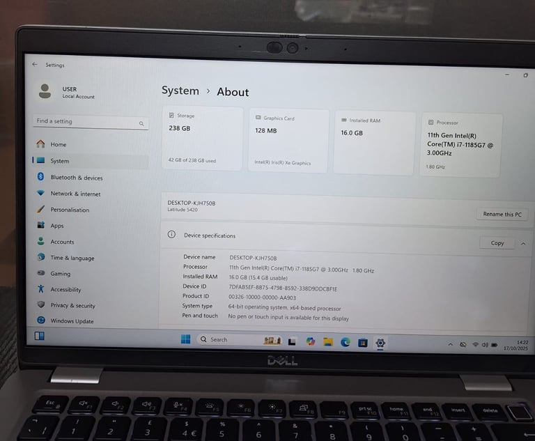 Dell latitude 5420 14" i7 Processor 16GB Ram