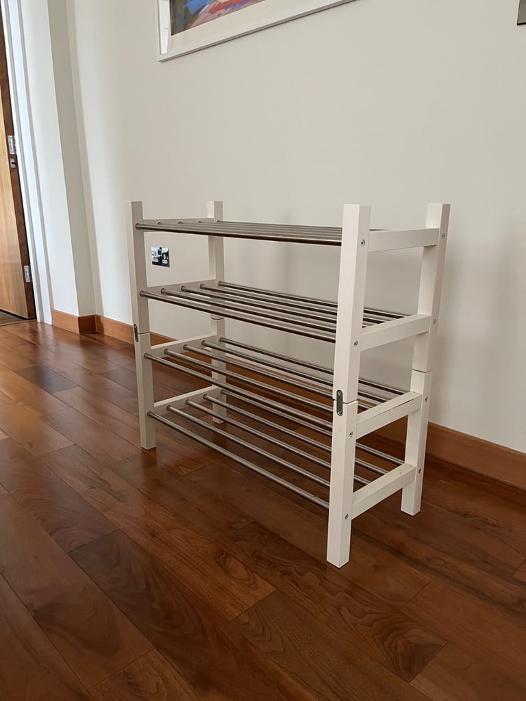 image for Two IKEA TJUSIG shoe racks, white, 79x32x37 cm