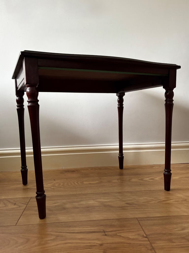 image for Vintage Dark Wood Side Table with Turned Legs