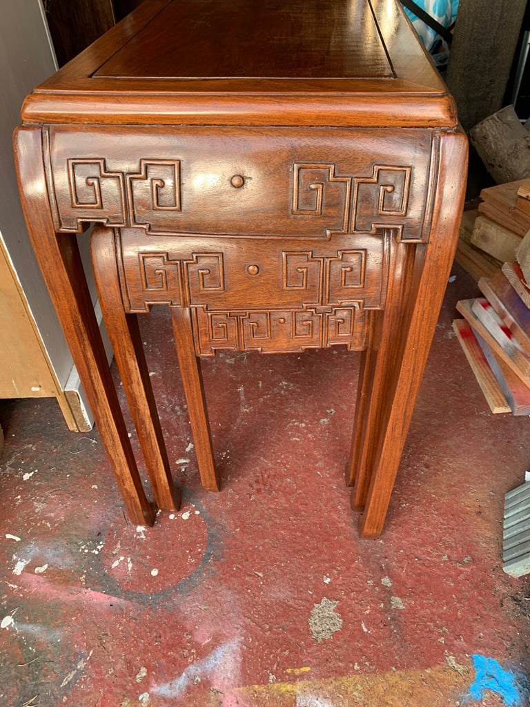 Mid century Chinese set of 3 nesting tables