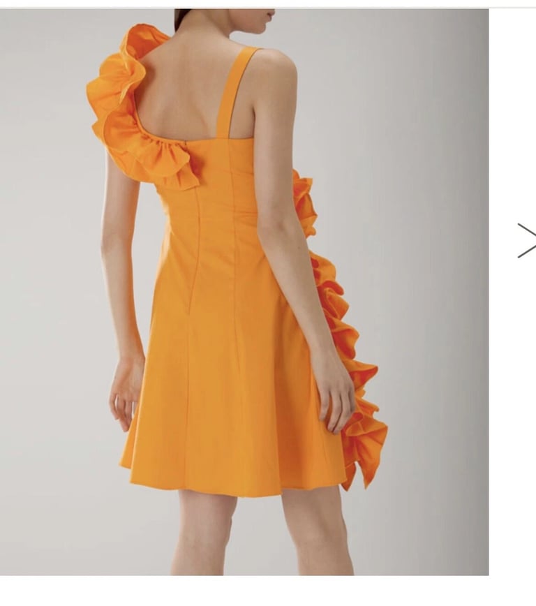 COAST Camille Ruffle Cotton Dress in Tangerine Size 12 
