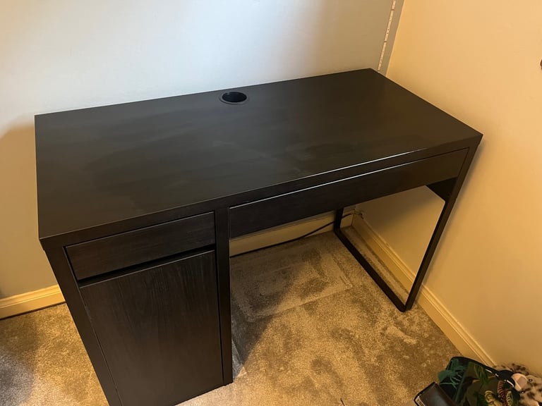 IKEA black/brown 2 drawer desk. 