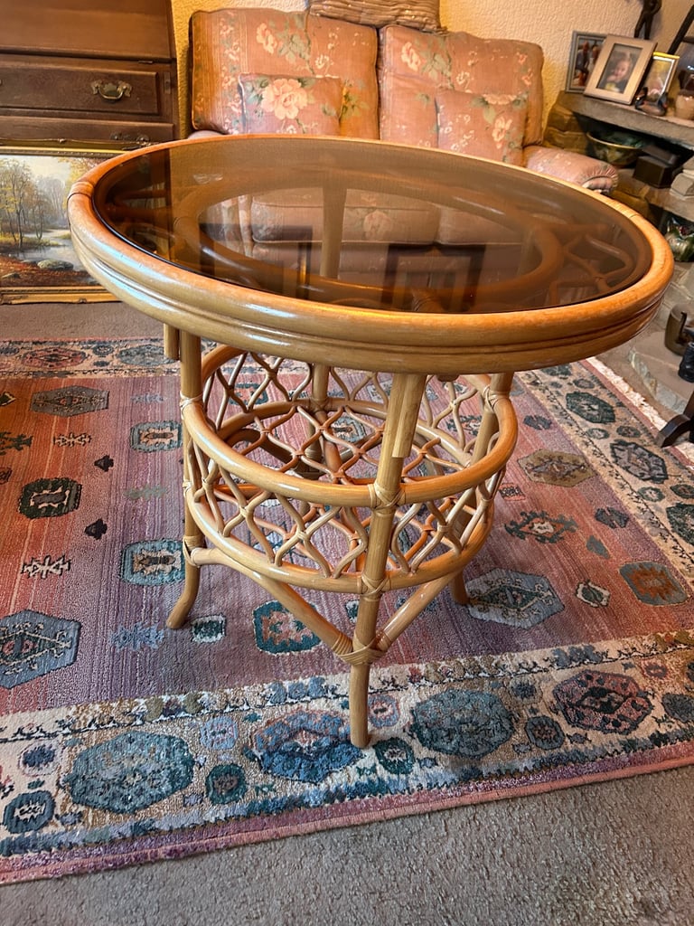 image for Glass top bamboo table