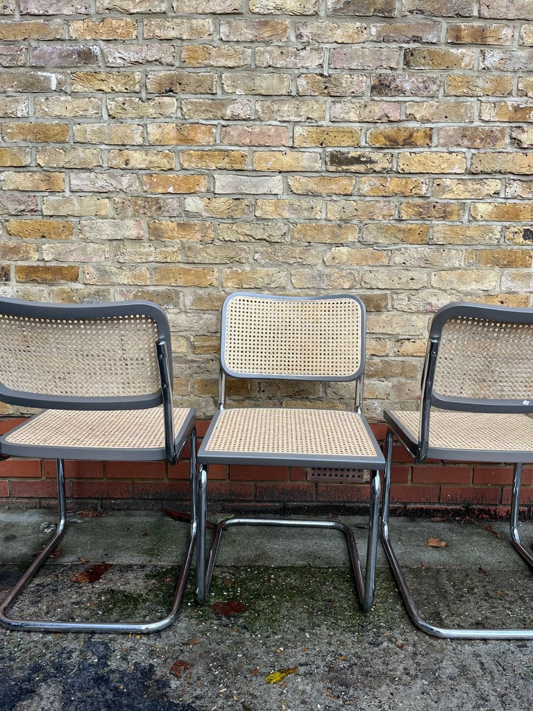 Rare Set of 4 vintage Bauhaus Marcel Breuer grey Cesca dining chairs