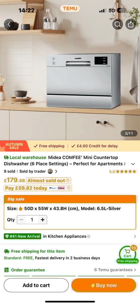 Counter top dishwasher 