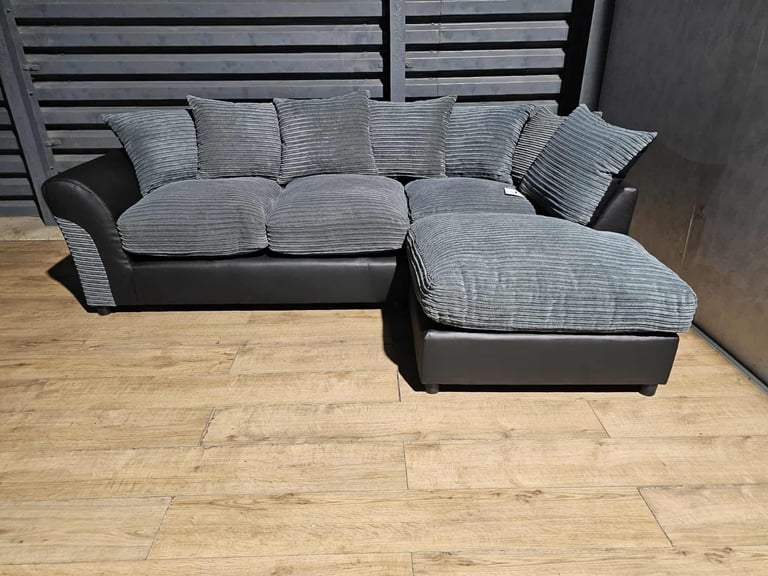 Hardly Used Corner Sofa - Grey/Black.