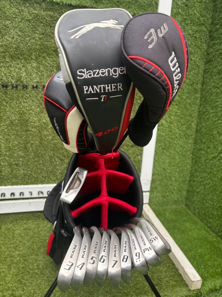 RAM LASER X2 (3–SW) + SLAZ WOODS + WILSON TI MATRIX 3 WOOD + BRONTY PUTTER + FAZER BAG – FULL SET