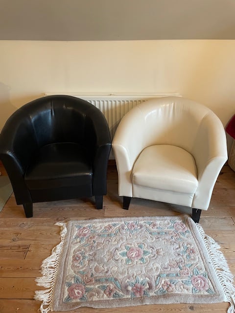 image for Faux leather tub chairs