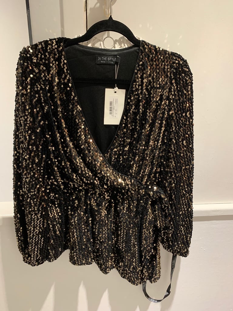 image for Black &gold sequins top