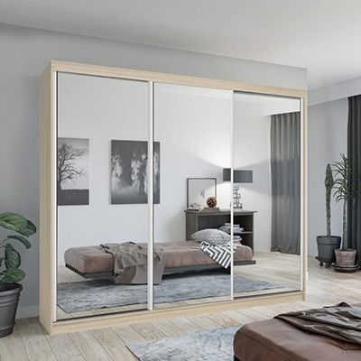 Brand New Matte/High Gloss Finish Sliding Wardrobe with Full-Length Mirrors
