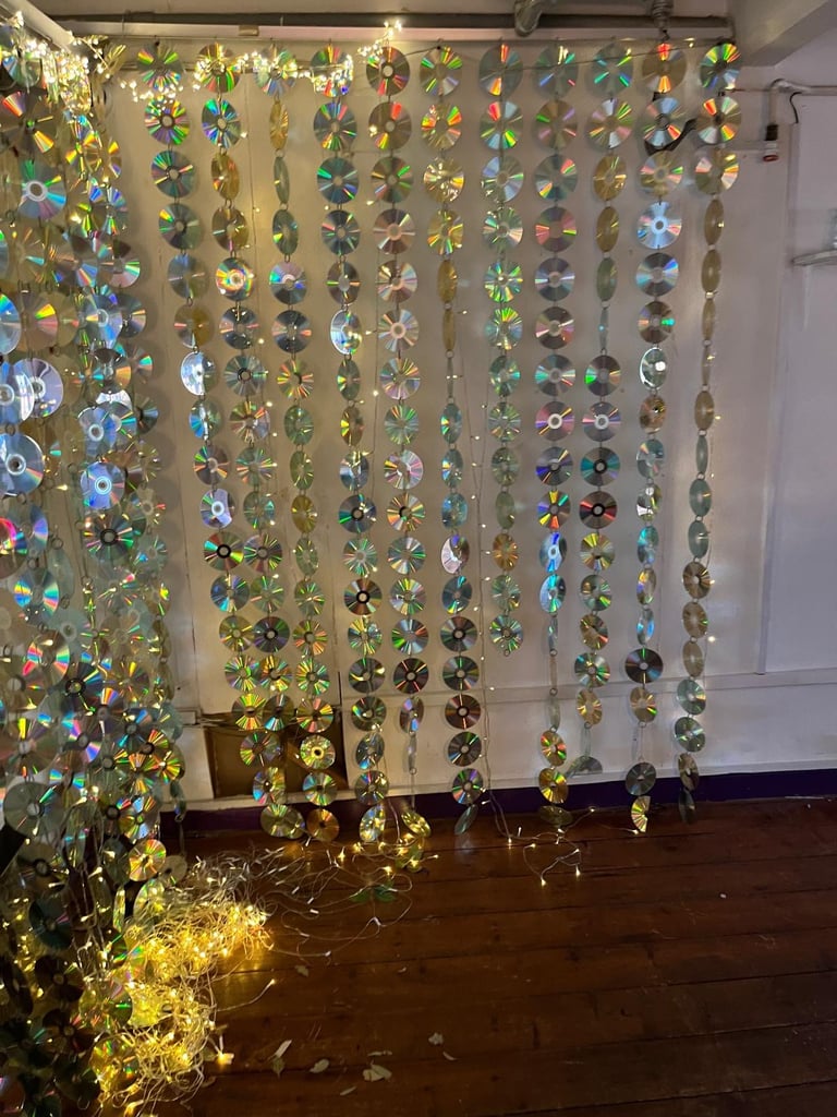 Hand made. One off CD curtain 