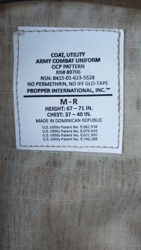 Propper US Army GI Multicam ACU OCP Camo Combat Uniform/Coat/Shirt Medium Regular M-R Airsoft