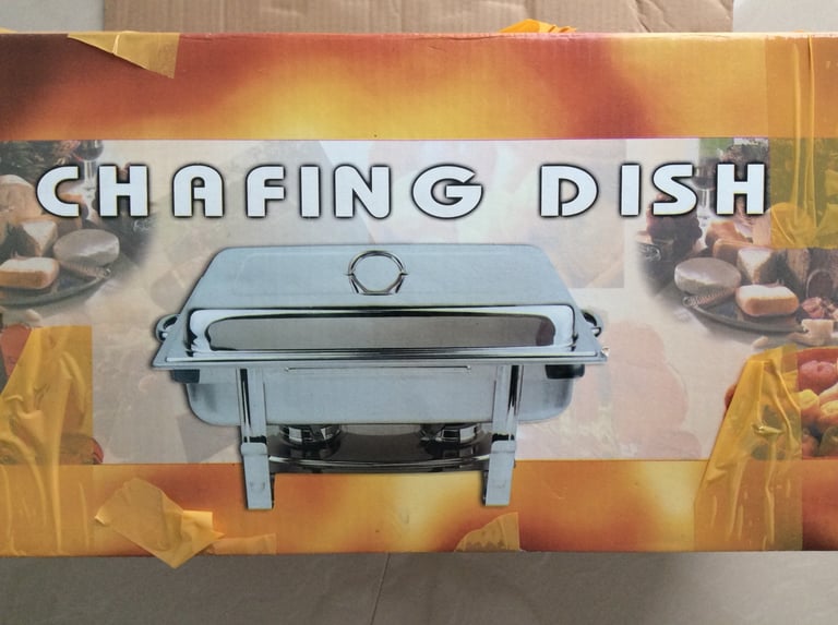 image for Buffet trays with lids .stainless steel (2-in-1), Set food warmer in stainless steel.