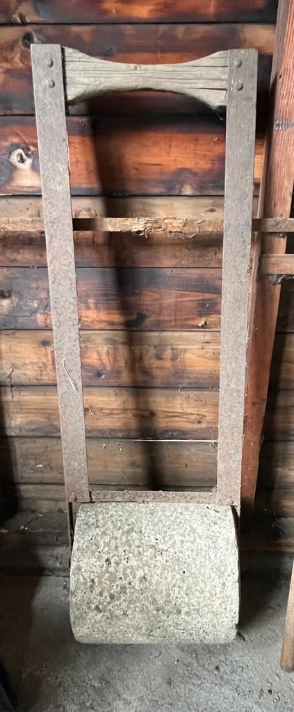 image for Vintage solid concrete with sturdy wooden handles Lawn Roller