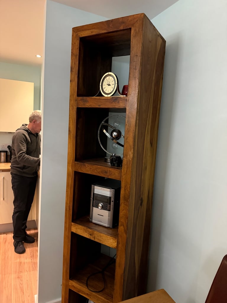 Wooden display shelves