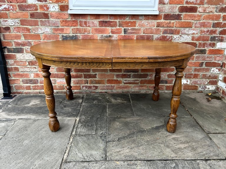 Solid Oak Farmhouse Style Oval Dining Table - Good Condition 