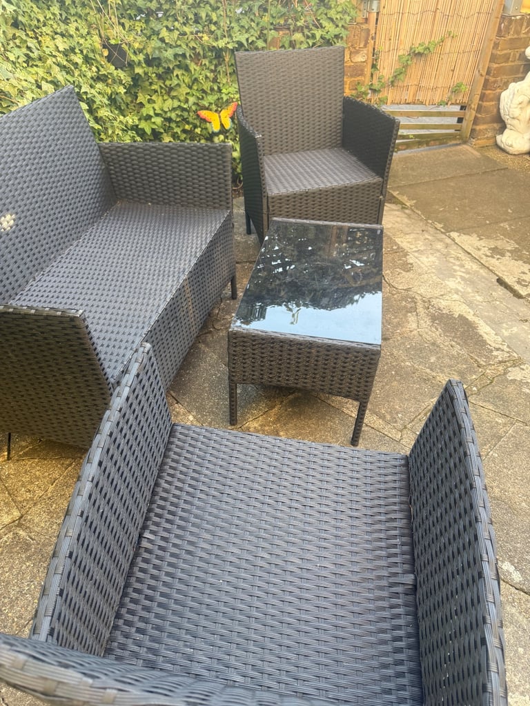 Outdoor Black Rattan Garden Furniture Set 