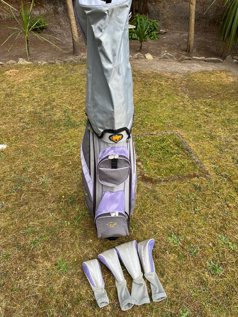 LADIES GOLDEN BEAR CART BAG + HEAD COVERS 